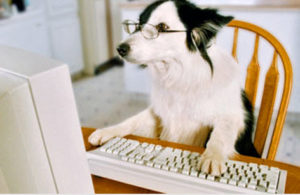 (Here a blogger employs his dog as his ghost writer.)