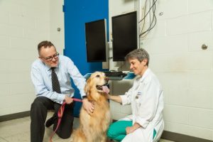 David Roth, MD, PhD; Rosie; and Nicola Mason, PhD, BVetMed. Photo Credit: University of Pennsyvania