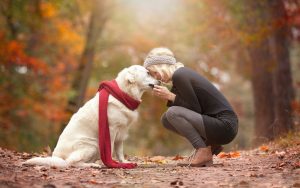 dog and woman