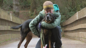 Emily Amsler and her dog Charlotte