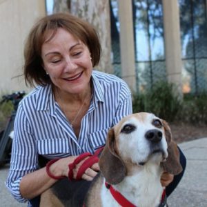 Owner Brenda Douglas with Hoover the world’s first patient to receive the novel nanomedicine.