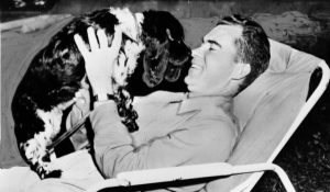Richard Nixon and his dog Checkers.