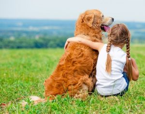 dog and girl with brades