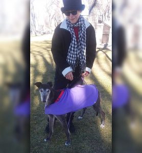 If it is cold, bundle up like Maggie Sue and her mom, Malinda McGrath. Maggie is a retired greyhound from the race track, fortunate to have a wonderful retirement home. (Courtesy)
