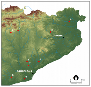 Main archaeological sites with dogs buried with humans in the study area. Image credits Silvia Albizuri et al., (2019), JoSR.