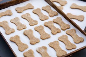 dog treats on cookie sheet